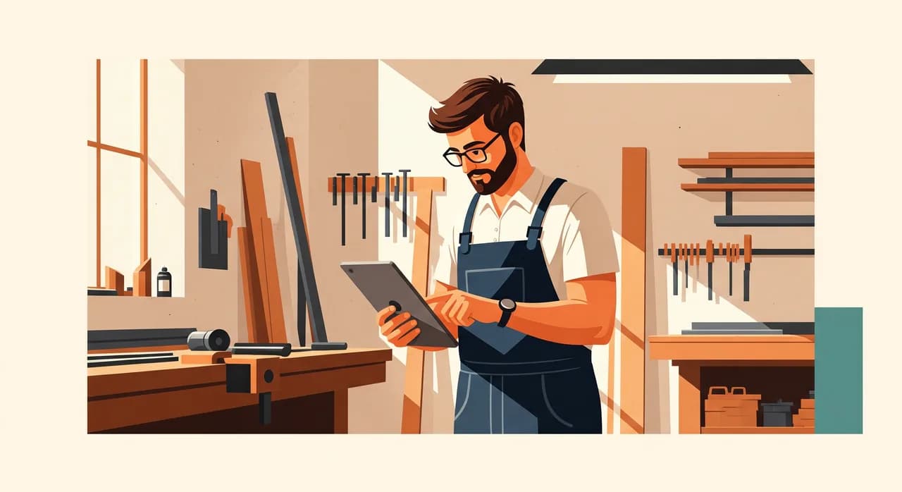 Handwerksbetrieb in Niederösterreich nutzt Tablet und digitale Auftragsverwaltung in der Werkstatt