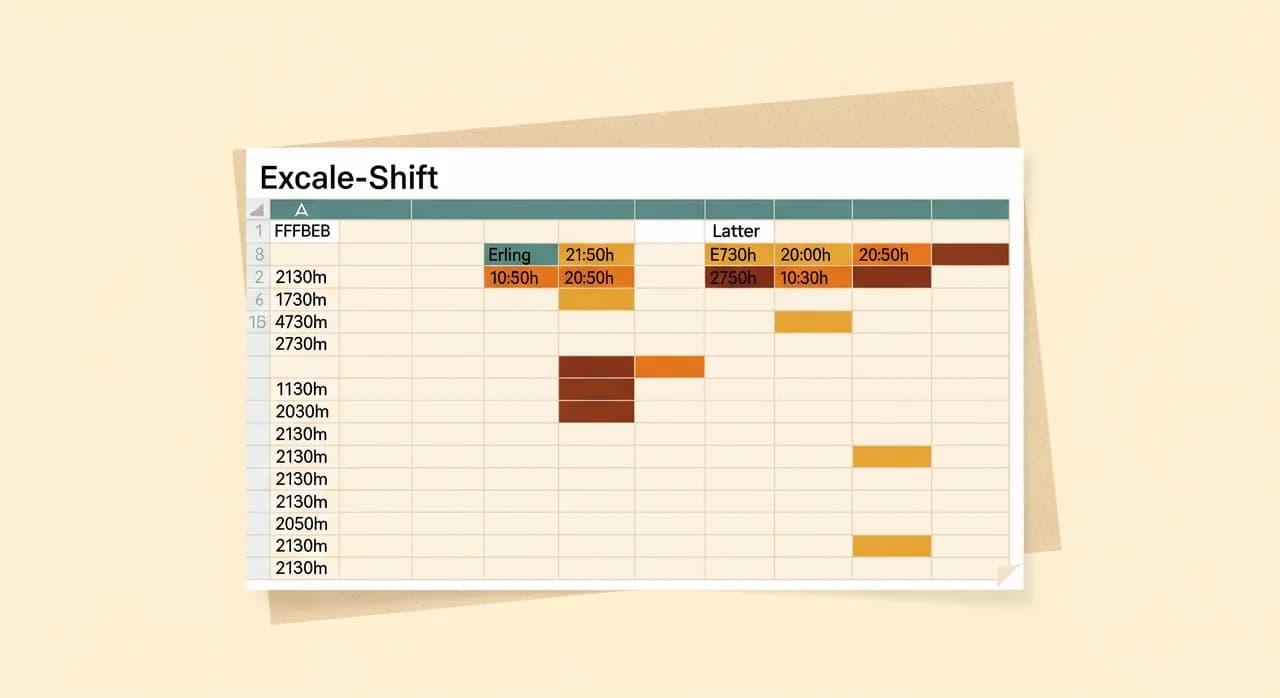 Schichtplan einer Gastronomie als Excel-Tabelle mit farbig markierten Früh- und Spätdiensten