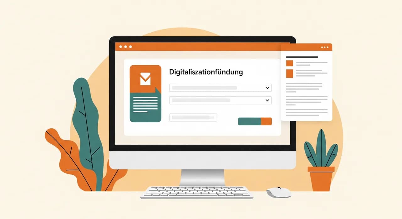 Bildschirm mit dem digitalen Antragsformular für eine Digitalisierungsförderung in Österreich