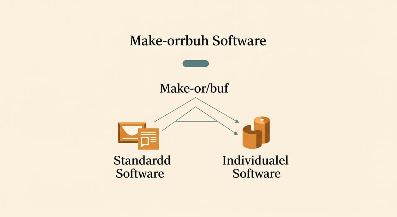 Entscheidungsdiagramm zur Make-or-Buy-Frage bei Software mit den Wegen Standardsoftware und Individualsoftware
