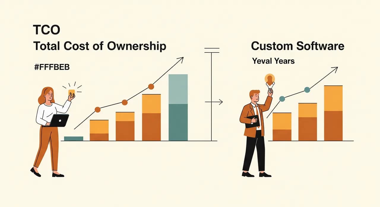 Vergleich der Total Cost of Ownership von Standardsoftware und Individualsoftware über mehrere Jahre