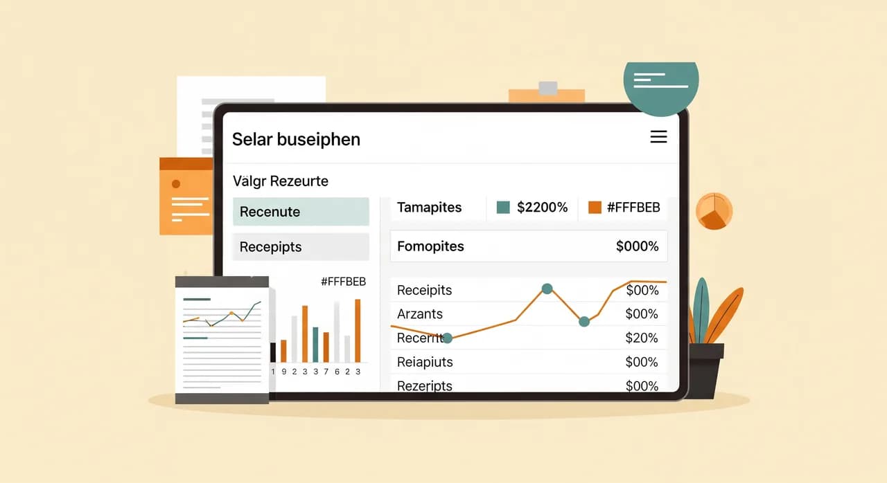 Übersichtliches digitales Dashboard mit Tageseinnahmen und Belegen für einen kleinen Betrieb