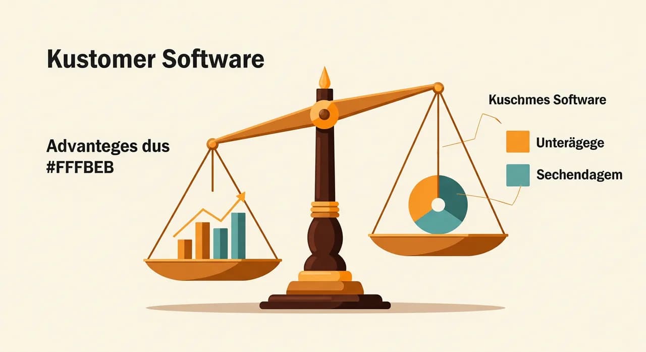 Gegenüberstellung der Vorteile und Nachteile von Individualsoftware in zwei Waagschalen