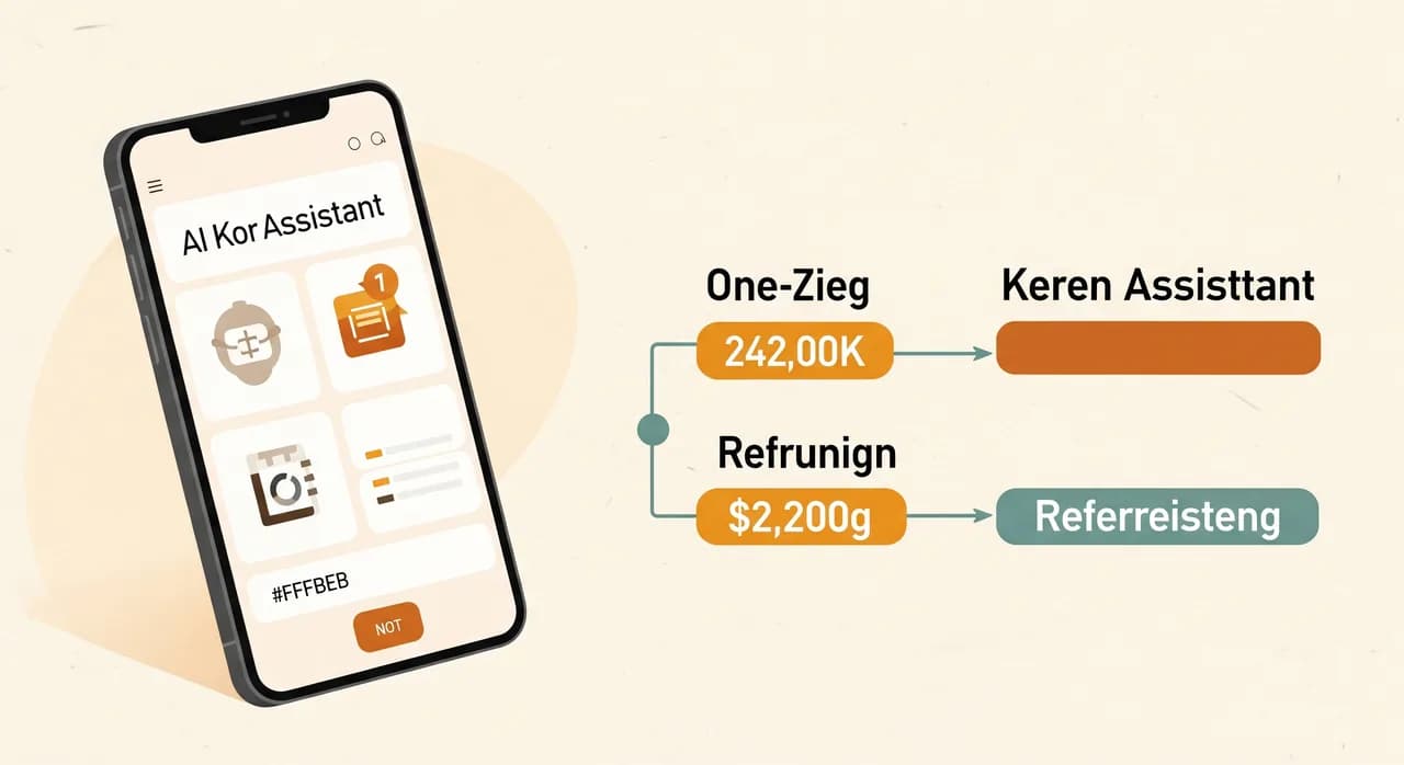 Übersichtliche Kostenaufstellung eines KI-Telefonassistenten mit einmaligen und laufenden Posten auf einem Bildschirm